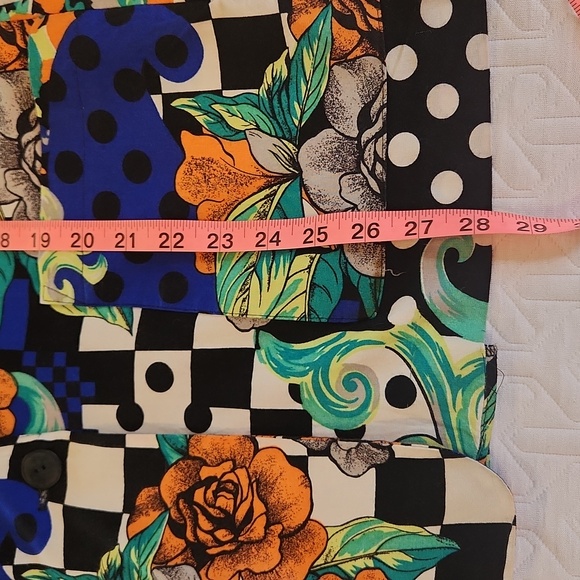 Vintage 1980s Long Blazer Polka Dots Mixed Pattern Retro Small - Picture 10 of 11